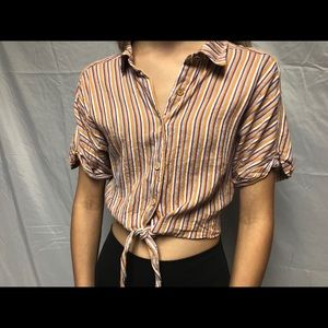 cropped short sleeve button up